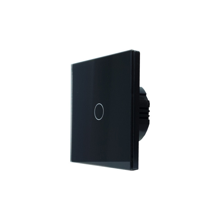 SmartWise T61 UNI Zigbee 3.0 + RF, 1 grupas viedais sienas slēdzis, universāla elektroinstalācija, melns skārienpanelis