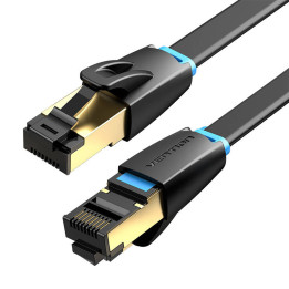 Plakans tīkla kabelis CAT8 U/FTP Vention IKCBG RJ45 Ethernet 40Gpbs 1,5m (melns)