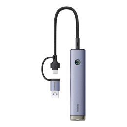 Centrmezgls 4in1 Baseus UltraJoy USB-A&USB-C līdz 3xUSB3.0+USB-C+RJ45 (pelēks)