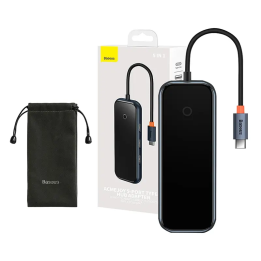 Hub 5in1 Baseus AcmeJoy sērijas USB-C līdz 2xUSB 3.0 + USB 2.0 + USB-C PD + HDMI (tumši pelēks)