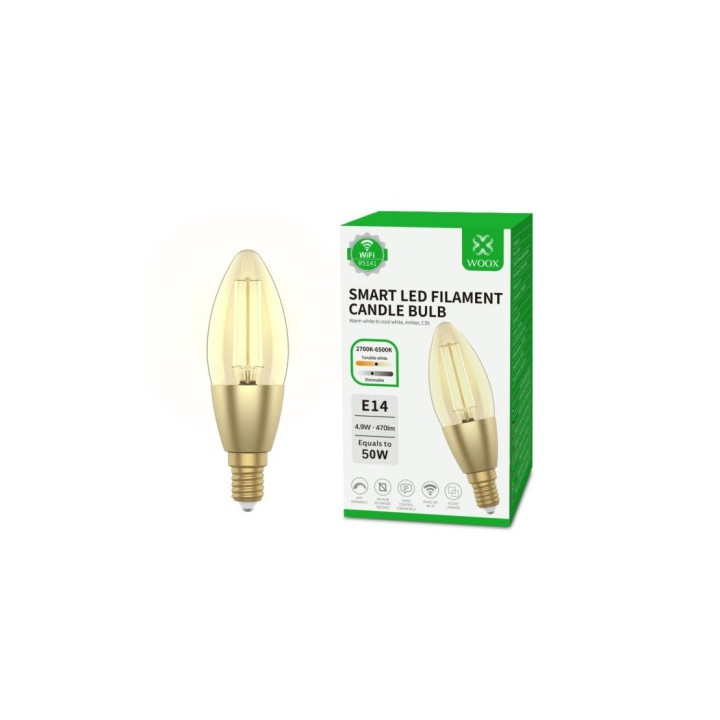 WOOX R5141 viedā spuldze Retro WiFi LED 4,9 W kvēldiegs E14 C37