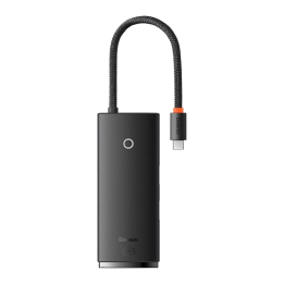 Baseus Lite Series Hub 6w1 USB-C līdz 2x USB 3.0 + USB-C + HDMI + SD/TF (melns)