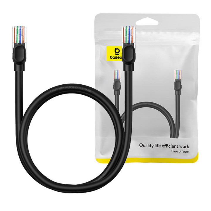 Baseus Ethernet CAT5, 1 m tīkla kabelis (melns)
