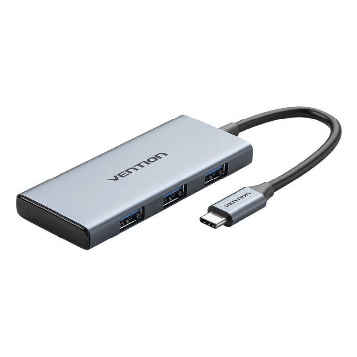 USB-C uz HDMI, 3x USB 3.0, SD, TF Hub Vention TOOHB 0,15 m pelēks