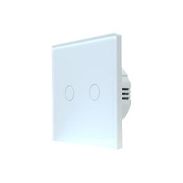 SmartWise T62 UNI Wi-Fi + eWeLink-Remote, 2 grupu viedais sienas slēdzis, universāls vads, balts skārienpanelis
