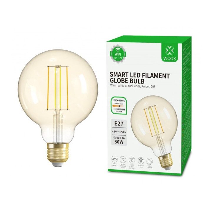 WOOX R5139 viedā spuldze Retro WiFi LED 4,9 W kvēldiegs E27 G95