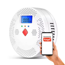 Oglekļa monoksīda CO detektora sensors 2x AA baterijas 70dB signalizācija WiFi TUYA