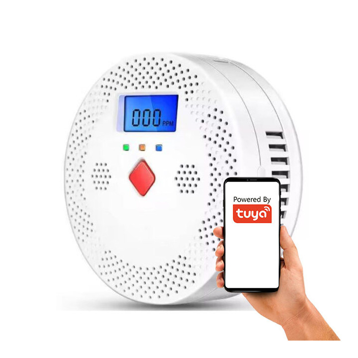 Oglekļa monoksīda CO detektora sensors 2x AA baterijas 70dB signalizācija WiFi TUYA