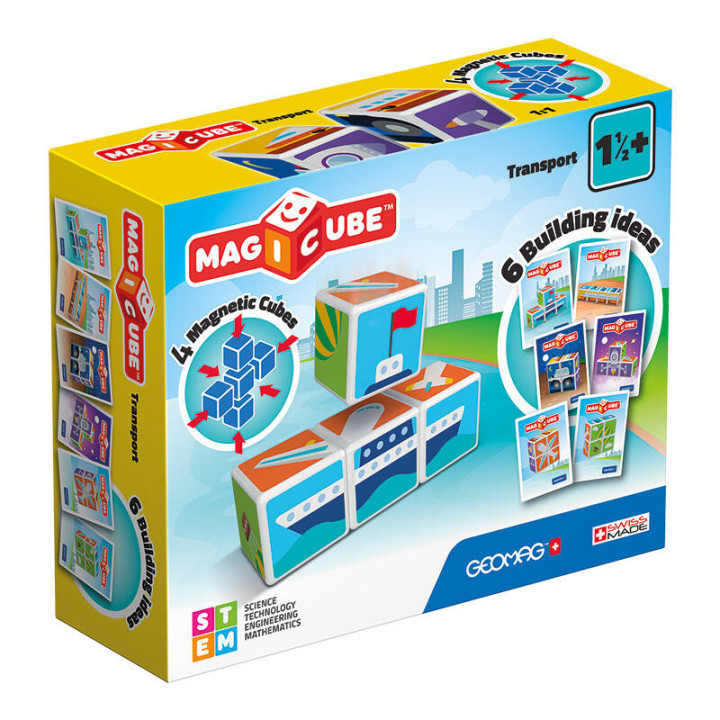 Magicube Printed Transport magnētiskie bloki + kartes 7 elementi GEOMAG GEO-122