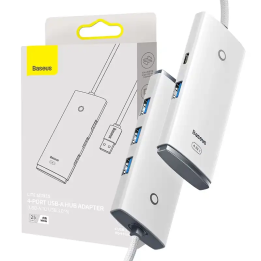 Baseus Lite Series Hub 4in1 USB līdz 4x USB 3.0, 25cm (balts)