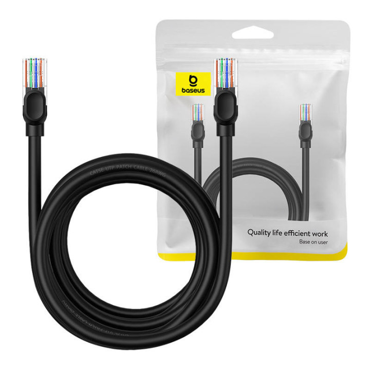 Baseus Ethernet CAT5, 5 m tīkla kabelis (melns)
