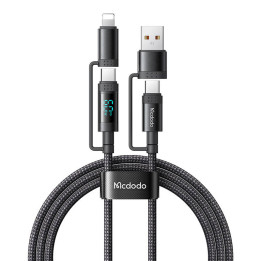 McDodo četri vienā USB-C/A–USB-C/Lightning kabelis CA-1990 1,2 m (melns)