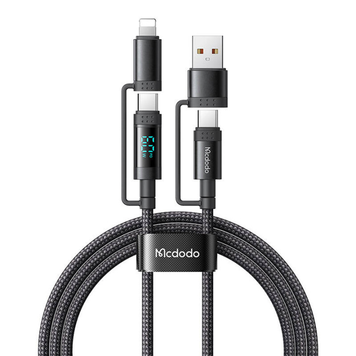 Кабель McDodo 4-в-1 USB-C/A — USB-C/Lightning CA-1990, 1,2 м (черный)