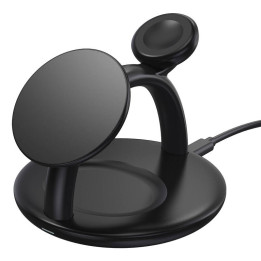 Turētājs ar magnētisko bezvadu lādētāju 3in1 Choetech T587-F priekš Apple iPhone/Airpods/Apple Watch 15W/5W/2,5W