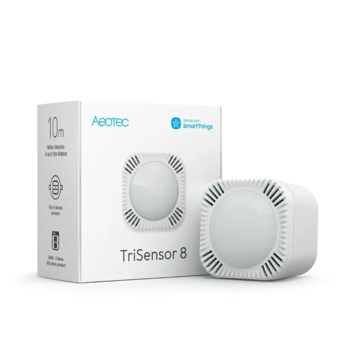 Aeotec TriSensor 8 — trīs in-1 sensors (temperatūra + kustība + gaismas intensitāte), Z-Wave 800 sērija (ZWA045-C)