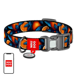 Waudog "Oranges" neilona kakla siksna ar QR kodu, S izmērs