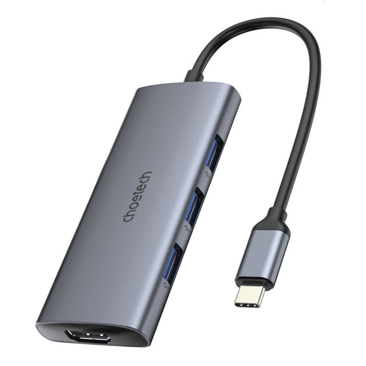 Adapteris 7w1 Choetech HUB-M19 USB-C (sudrabs)