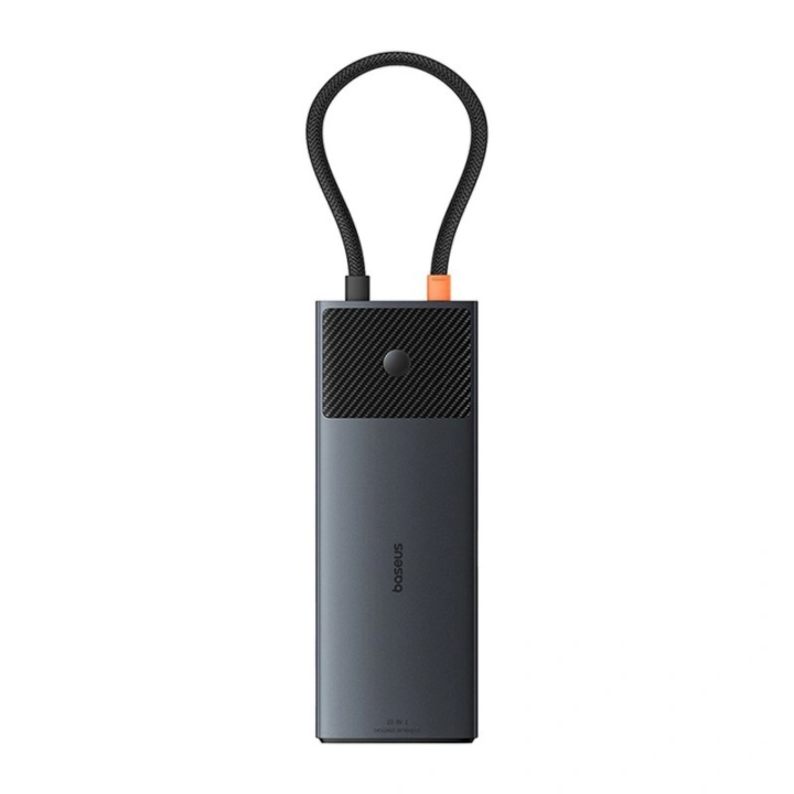 Adapter Hub 10in1 Baseus USB-C — 2xHDMI, 3xUSB-A, USB-C, RJ45, SD/TF, PD (melns)