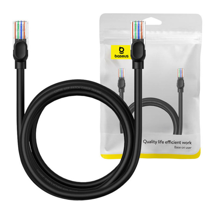 Baseus Ethernet CAT5, 2 m tīkla kabelis (melns)