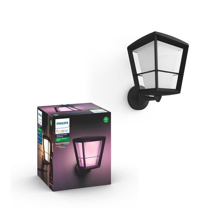 Philips Hue Econic RGBW sienas lampa augšā melnā krāsā