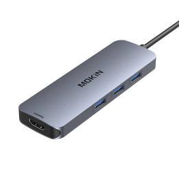 MOKiN Adapter Hub 8in1 USB-C līdz 2x 4K 60Hz HDMI + USB-C + USB 3.0 + SD + Micro SD (sudrabs)