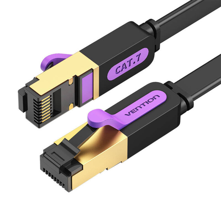 Plakans tīkla kabelis UTP CAT7 Vention ICABK RJ45 Ethernet 10Gbps 8m melns