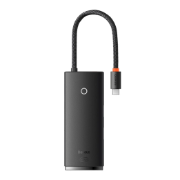 Hub 6w1 Baseus Lite Series USB-C līdz 2x USB 3.0 + USB-C PD + HDMI + SD/TF (melns)