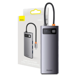 Centrmezgls 6in1 Baseus StarJoy Series, USB-C līdz 3x USB 3.0 + HDMI + USB-C PD + RJ45