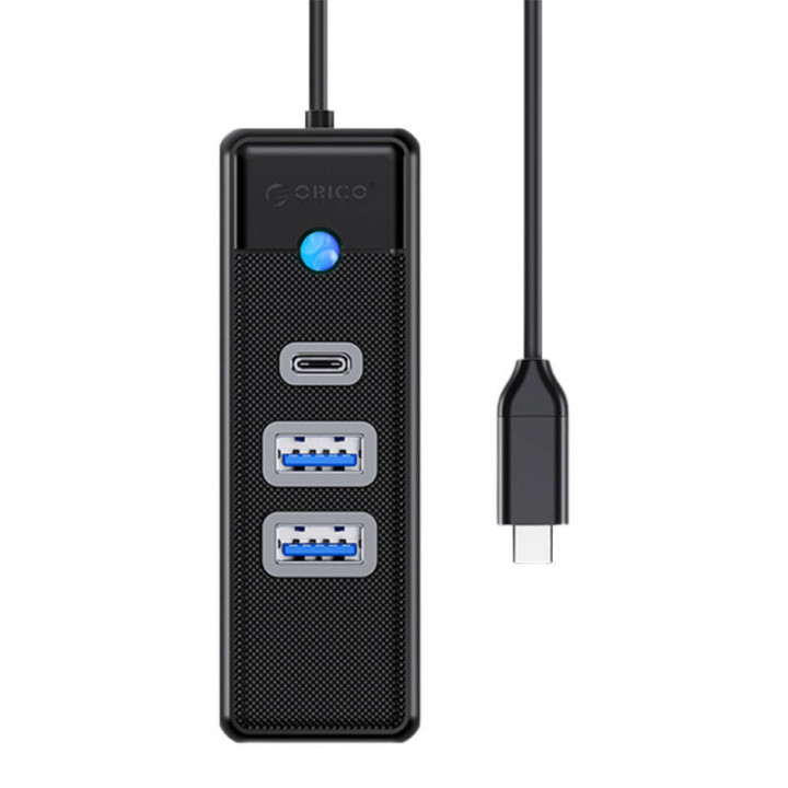Orico Hub USB-C līdz 2x USB 3.0 + USB-C, 5 Gb/s, 0,15 m (melns)