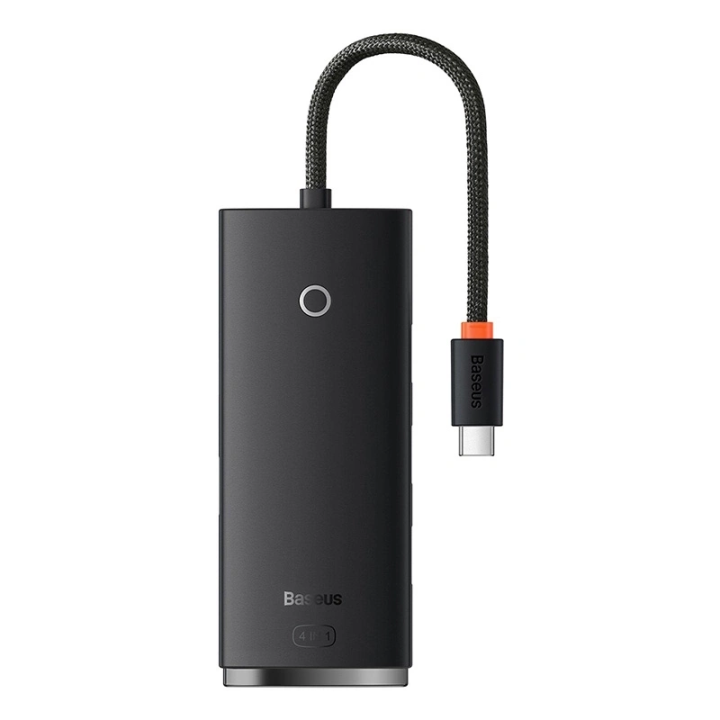 HUB adapteris 4 portu USB-C Baseus OS-Lite 25 cm (melns)