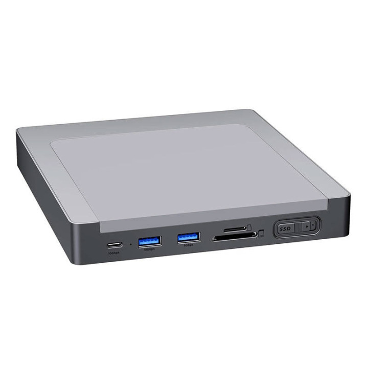 INVZI MagHub 8-in-1 USB-C dokstacija/centrmezgls priekš iMac ar SSD nodalījumu (pelēks)