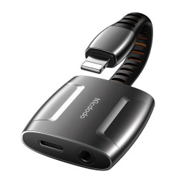 Lightning to Lightning + AUX 3,5 mm mini ligzdas adapteris, Mcdodo CA-6340 (melns)