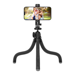 Astoņkāja elastīgais statīvs APEXEL APL-JJ025 ar GoPro adapteri (melns)