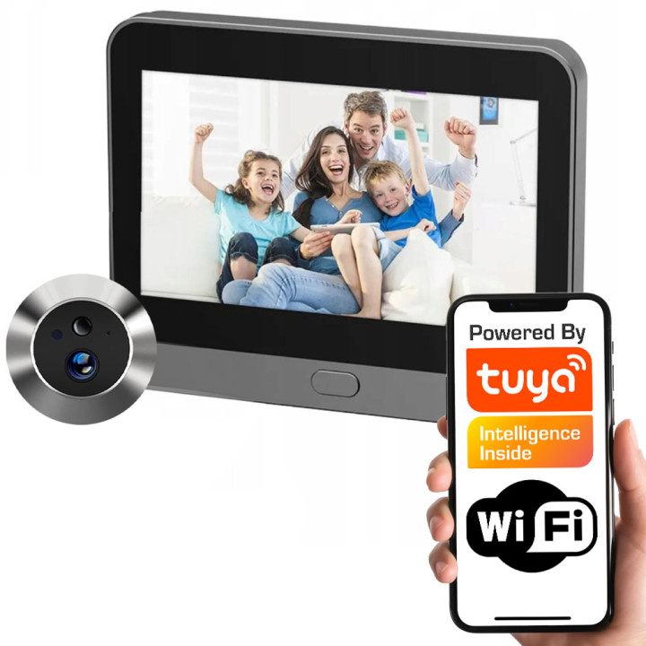 PSMART Умный глазок Глазок 3Mpx PIR WiFi Дверной звонок TUYA