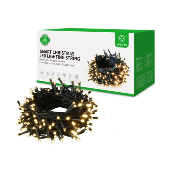 WOOX R95151 Viedo LED Ziemassvētku lampiņu komplekts 200gab/20m, WiFi, BT, IP44