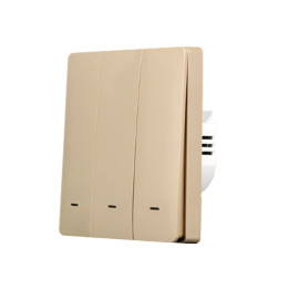 SmartWise B63 UNI Zigbee 3.0 + RF, 3 grupu viedais sienas slēdzis, universāls vads, fiziska spiedpoga, zelta krāsa