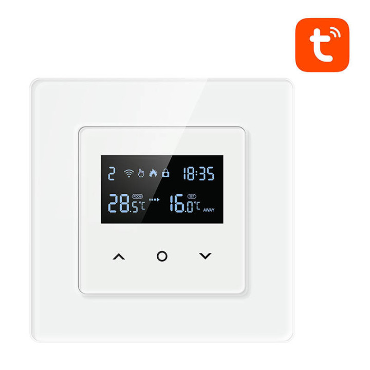 Viedais termostats Avatto WT200-16A-W elektriskā apkure 16A WiFi TUYA