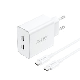 Зарядное устройство GaN Foneng EU50, 35 Вт, 2x USB-C — Type-C — Lightning (белый)
