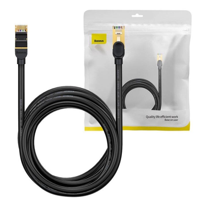 Baseus Ethernet RJ45, 10 Gbps, 8 m tīkla kabelis (melns)