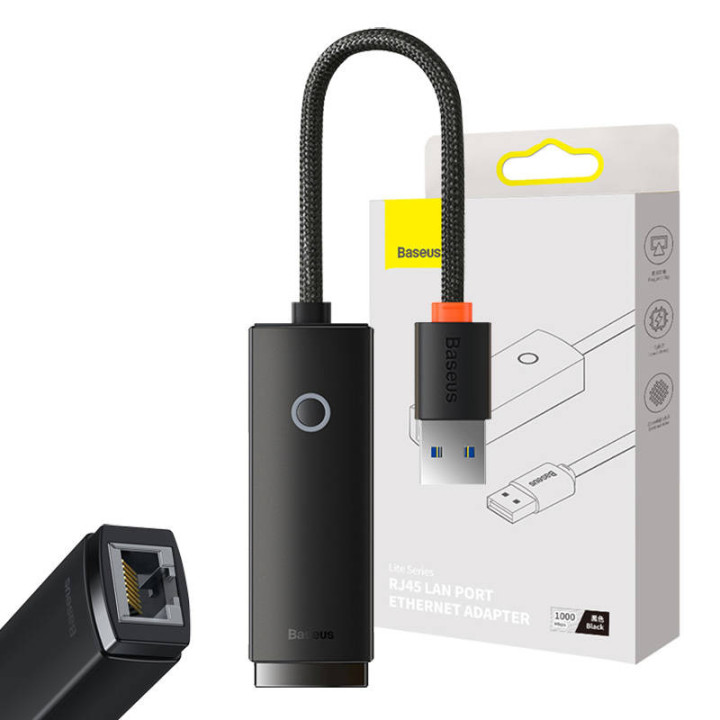 Сетевой адаптер Baseus Lite Series USB-RJ45 (черный)