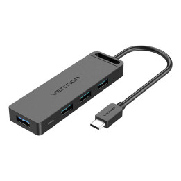 Centrmezgls 5in1 ar 4 portiem USB 3.0 un USB-C kabeli Vention TGKBD 0,5 m, melns
