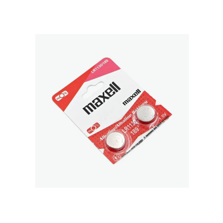 Maxell LR1130 LR54 / AG10 / 189 / RW89 / KA54 / L1131 1.5V 44mAh 0% Hg Alkaline akumulators 2 gab.