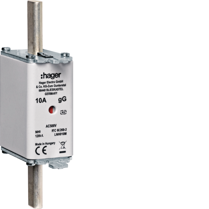 Hager LNH125M NH0 gG 500V 125A Fuse Link with Twin Indicator