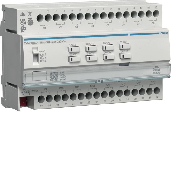 Hager TYM616D 16-fold Output Module 16A C-load