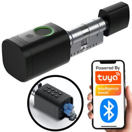 VIEDAIS CILINDS BLUETOOTH ATTĒLA MELNA RFID TUYA 60–90 MM CILINDERA PIN