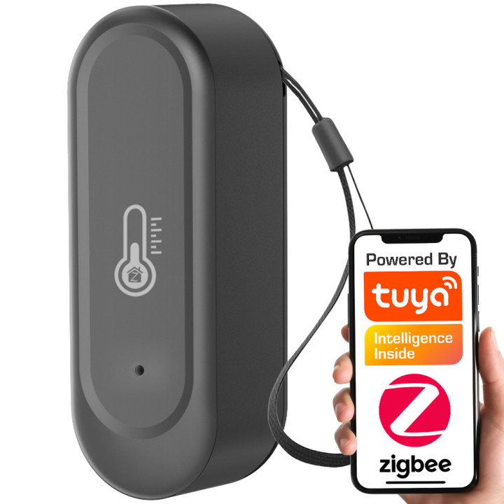 Водонепроницаемый датчик температуры и влажности, черный Zigbee Tuya